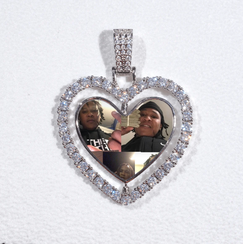3D Spinning 2-Faced Heart Custom Picture Pendant