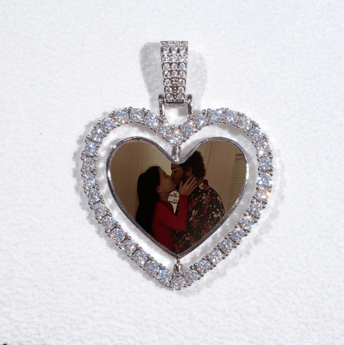 3D Spinning 2-Faced Heart Custom Picture Pendant