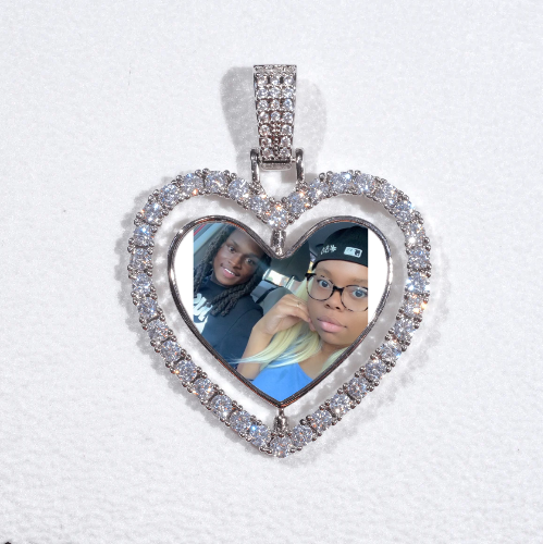 3D Spinning 2-Faced Heart Custom Picture Pendant