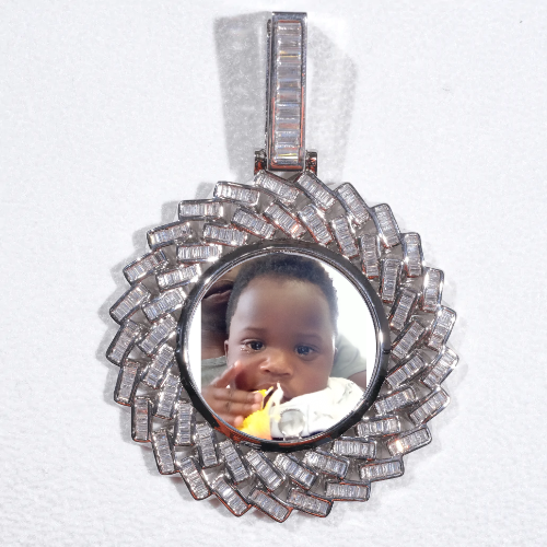 Large 3D Baguette Custom Picture Pendant