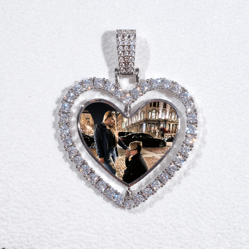 3D Spinning 2-Faced Heart Custom Picture Pendant
