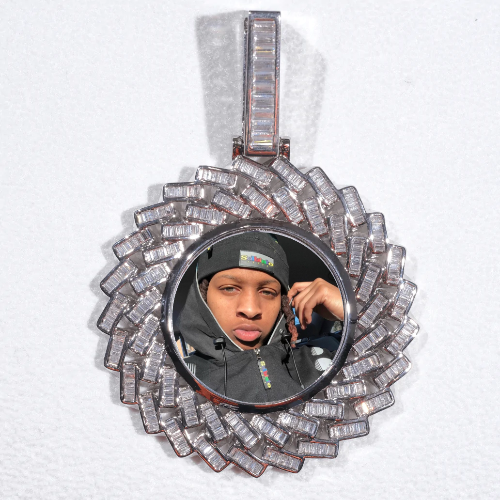 Large 3D Baguette Custom Picture Pendant