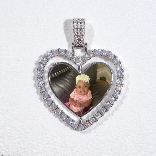 3D Spinning 2-Faced Heart Custom Picture Pendant
