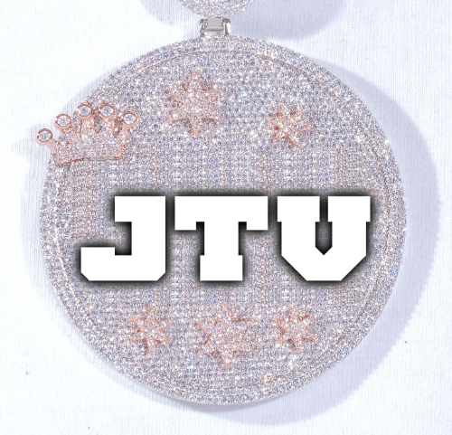 CUSTOM LETTER NECKLACE 3D BIG CROWN DISC