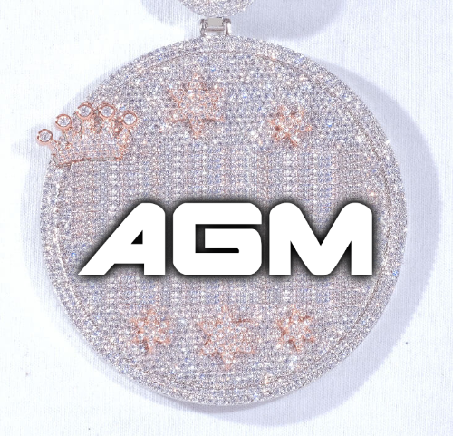 CUSTOM LETTER NECKLACE 3D BIG CROWN DISC