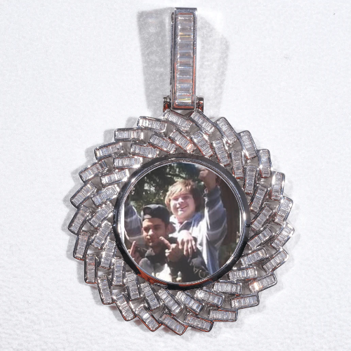 Large 3D Baguette Custom Picture Pendant