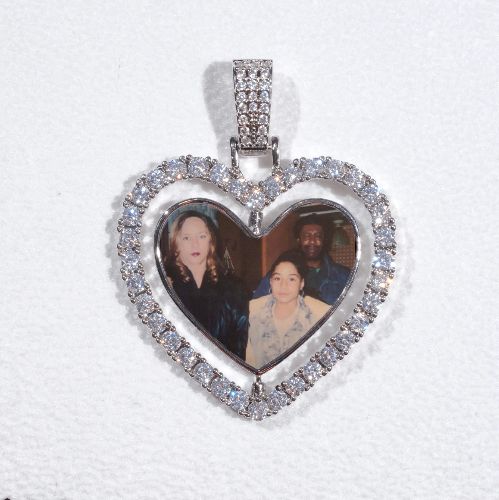 3D Spinning 2-Faced Heart Custom Picture Pendant