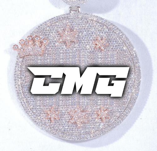 CUSTOM LETTER NECKLACE 3D BIG CROWN DISC