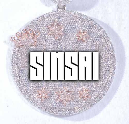 CUSTOM LETTER NECKLACE 3D BIG CROWN DISC