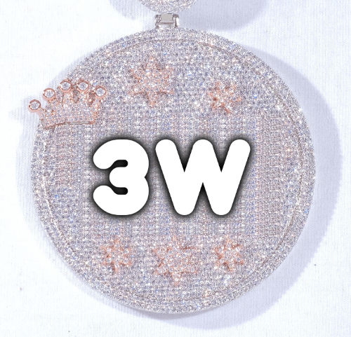 CUSTOM LETTER NECKLACE 3D BIG CROWN DISC