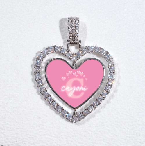 3D Spinning 2-Faced Heart Custom Picture Pendant