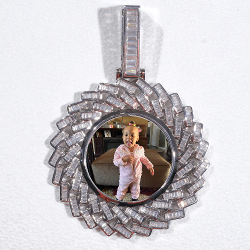 Large 3D Baguette Custom Picture Pendant
