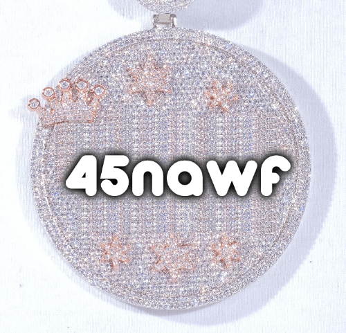 CUSTOM LETTER NECKLACE 3D BIG CROWN DISC