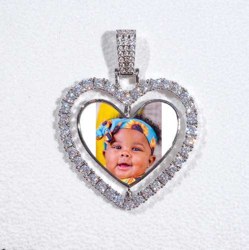 3D Spinning 2-Faced Heart Custom Picture Pendant
