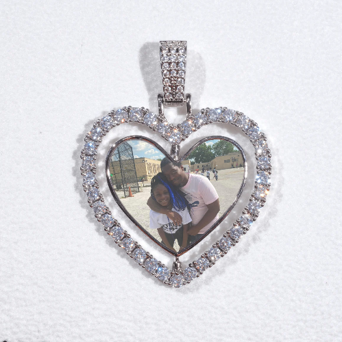 3D Spinning 2-Faced Heart Custom Picture Pendant