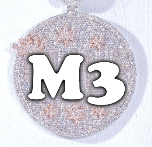 CUSTOM LETTER NECKLACE 3D BIG CROWN DISC