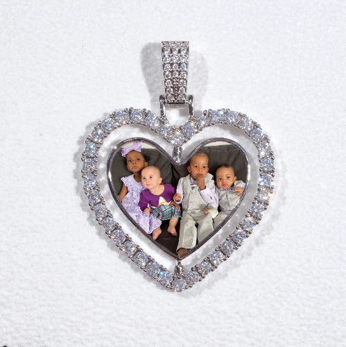 3D Spinning 2-Faced Heart Custom Picture Pendant