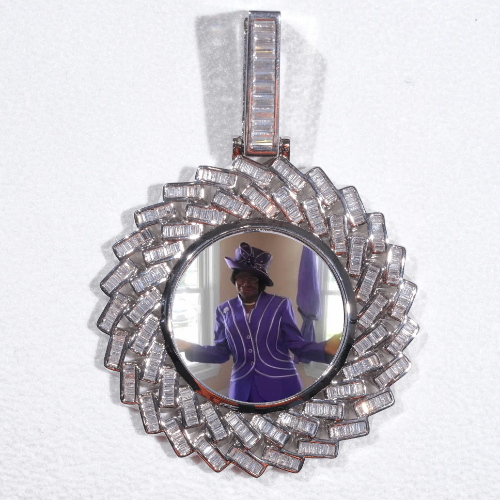 Large 3D Baguette Custom Picture Pendant