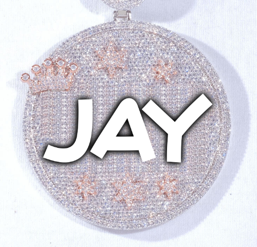 CUSTOM LETTER NECKLACE 3D BIG CROWN DISC