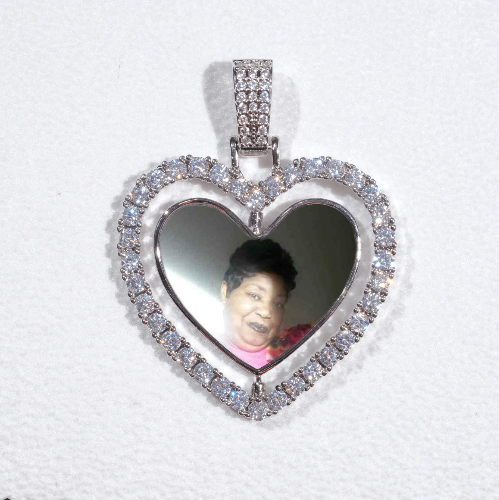 3D Spinning 2-Faced Heart Custom Picture Pendant