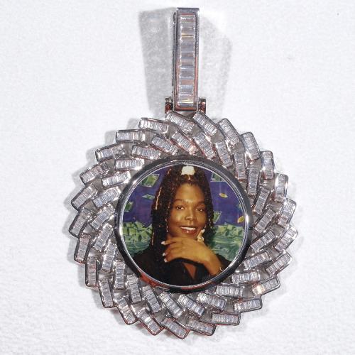 Large 3D Baguette Custom Picture Pendant