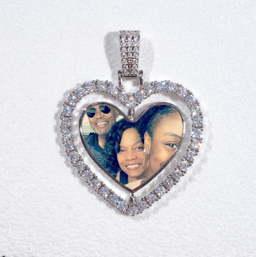 3D Spinning 2-Faced Heart Custom Picture Pendant