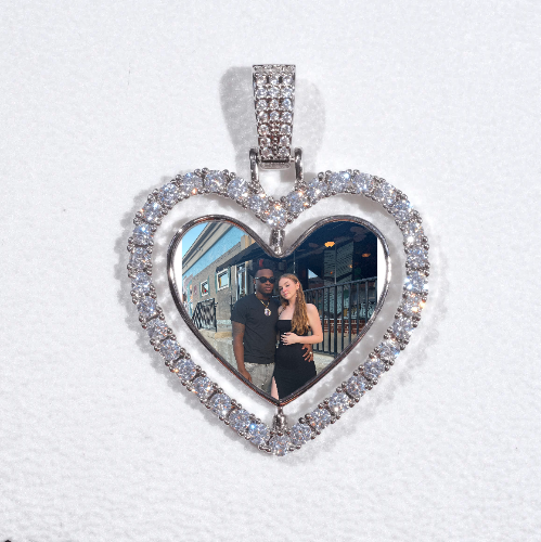 3D Spinning 2-Faced Heart Custom Picture Pendant