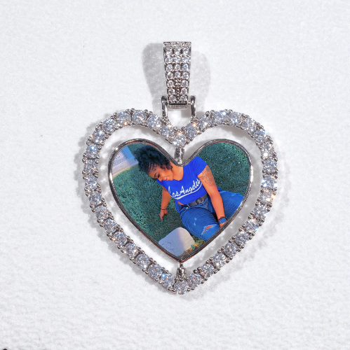 3D Spinning 2-Faced Heart Custom Picture Pendant