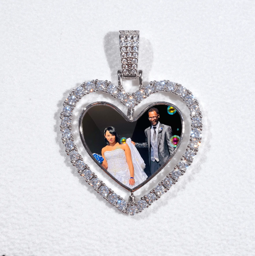 3D Spinning 2-Faced Heart Custom Picture Pendant