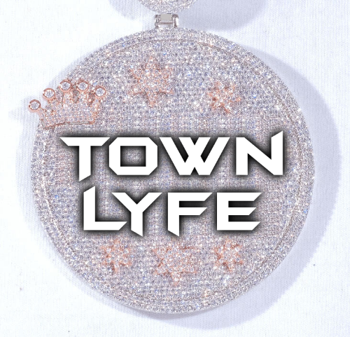 CUSTOM LETTER NECKLACE 3D BIG CROWN DISC