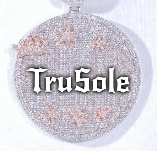 CUSTOM LETTER NECKLACE 3D BIG CROWN DISC