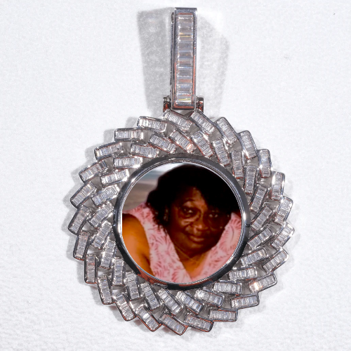Large 3D Baguette Custom Picture Pendant