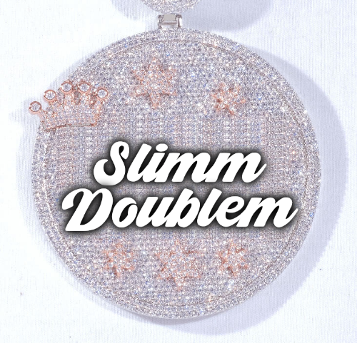 CUSTOM LETTER NECKLACE 3D BIG CROWN DISC