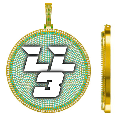 CUSTOM LETTER NECKLACE 3D BIG DISC