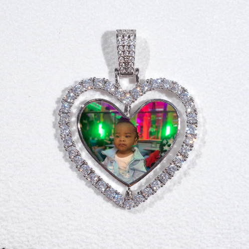 3D Spinning 2-Faced Heart Custom Picture Pendant