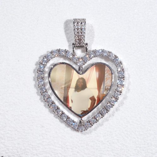 3D Spinning 2-Faced Heart Custom Picture Pendant