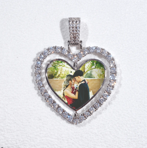 3D Spinning 2-Faced Heart Custom Picture Pendant