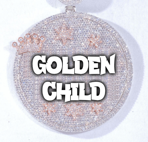 CUSTOM LETTER NECKLACE 3D BIG CROWN DISC