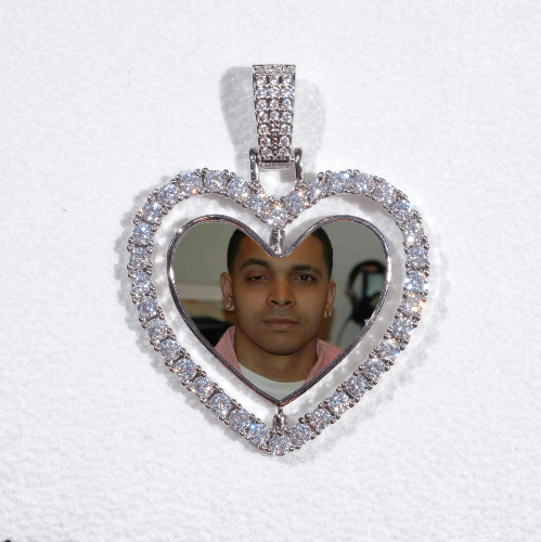 3D Spinning 2-Faced Heart Custom Picture Pendant