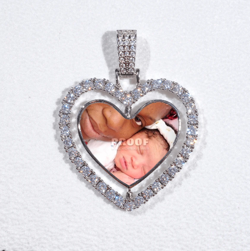 3D Spinning 2-Faced Heart Custom Picture Pendant