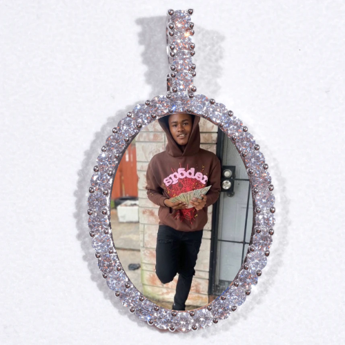 Large 3D Oval Custom Picture Pendant