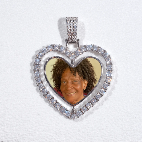 3D Spinning 2-Faced Heart Custom Picture Pendant