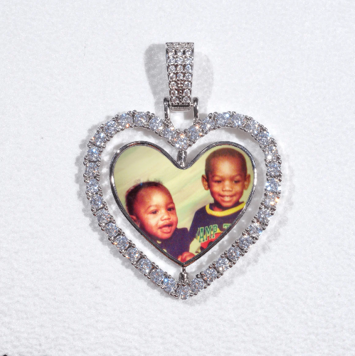 3D Spinning 2-Faced Heart Custom Picture Pendant