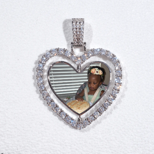 3D Spinning 2-Faced Heart Custom Picture Pendant