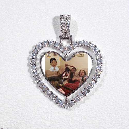 3D Spinning 2-Faced Heart Custom Picture Pendant