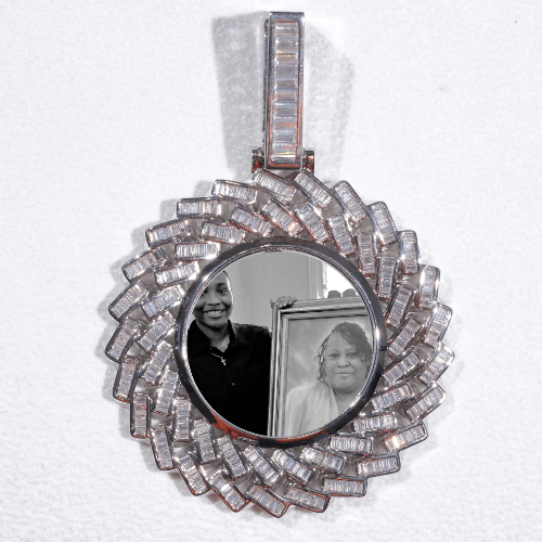 Large 3D Baguette Custom Picture Pendant