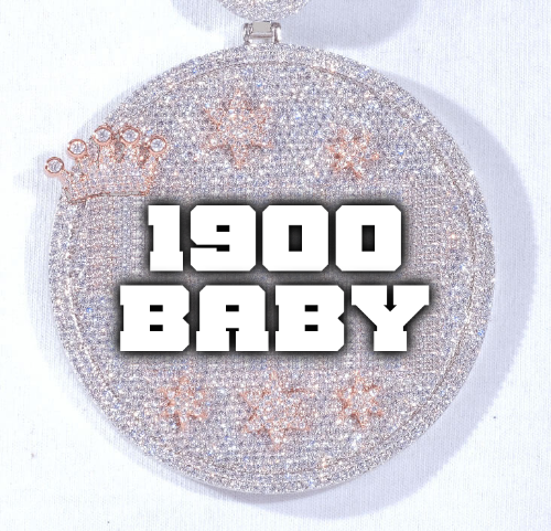 CUSTOM LETTER NECKLACE 3D BIG CROWN DISC