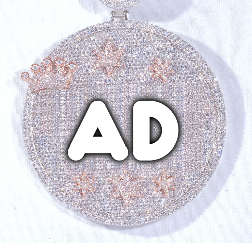 CUSTOM LETTER NECKLACE 3D BIG CROWN DISC