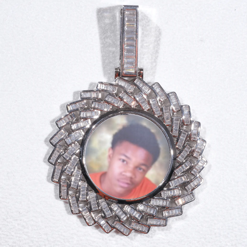 Large 3D Baguette Custom Picture Pendant