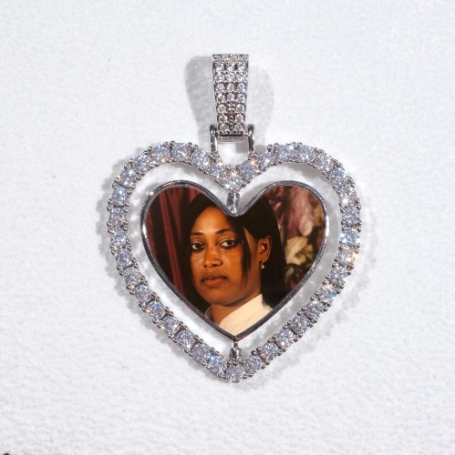 3D Spinning 2-Faced Heart Custom Picture Pendant